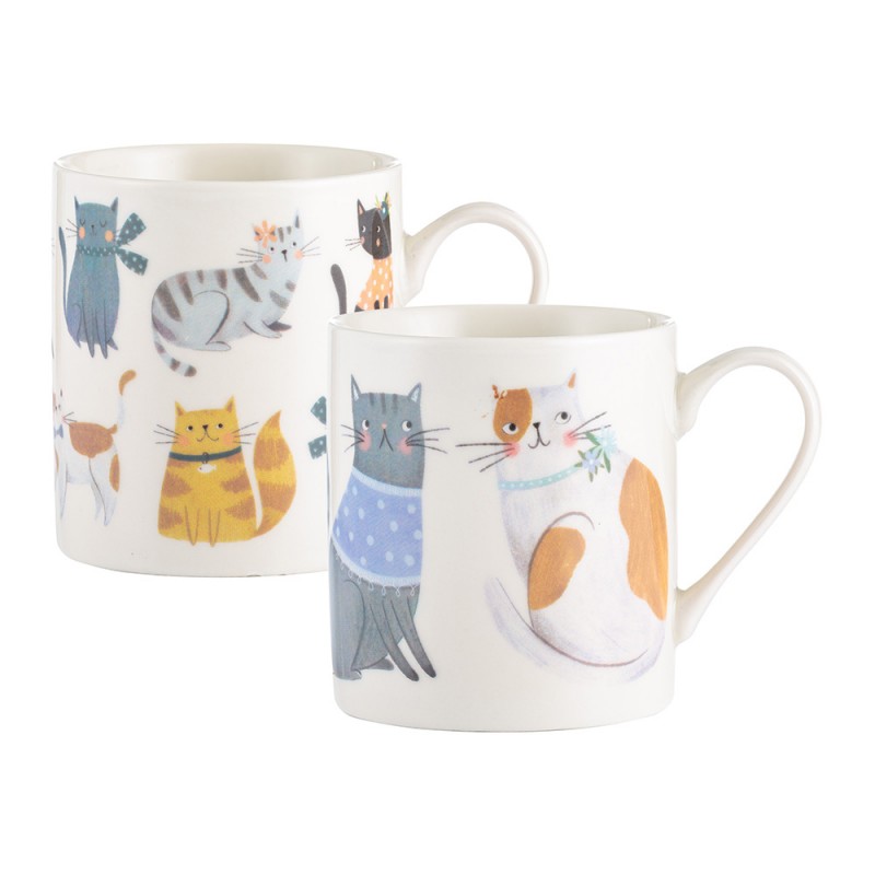 Price & Kensington Κούπες Πορσελάνης Σετ 2τμχ Cozy Cats 380ml 