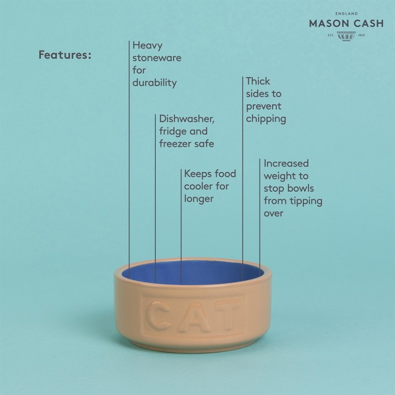 Mason Cash Μπολ Φαγητού Κατοικίδιων Ανάγλυφο Stoneware Τερακότα-Μπλε Cat 0,4L-13x5,5εκ