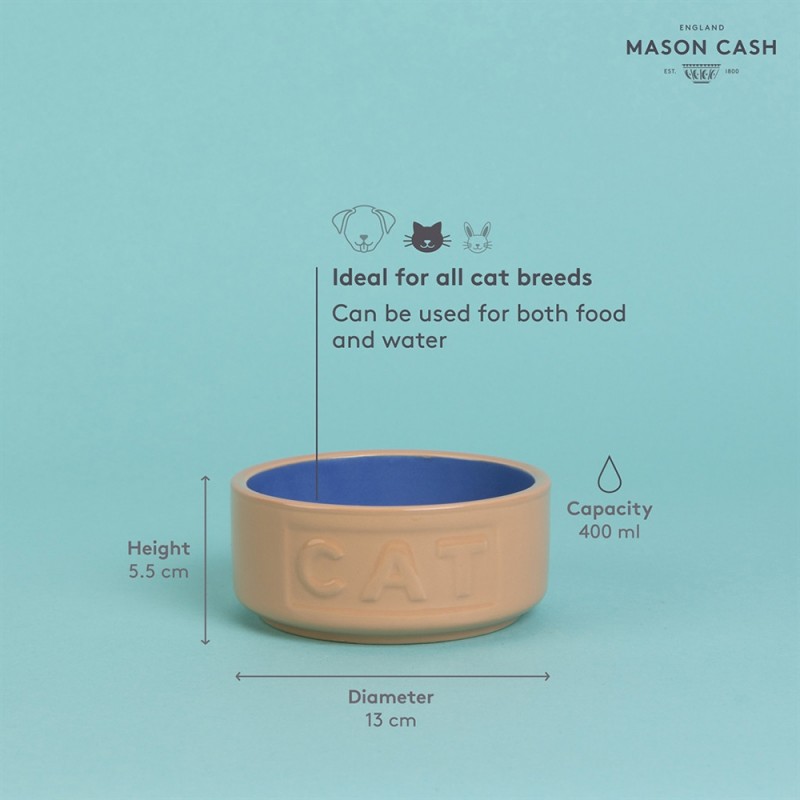 Mason Cash Μπολ Φαγητού Κατοικίδιων Ανάγλυφο Stoneware Τερακότα-Μπλε Cat 0,4L-13x5,5εκ