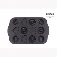 Risoli Φόρμα Αντικολλητική Χυτού Αλουμινίου 12 Θέσεων Τριών Σχεδίων BLACKplus 30Χ18,5εκ Risoli Φόρμα Αντικολλητική Χυτού Αλουμινίου 12 Θέσεων Τριών Σχεδίων BLACKplus 30Χ18,5εκ