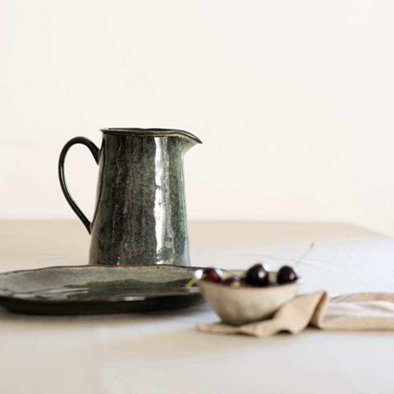 Dutch Rose Πιατέλα Οβάλ Πράσινη Stoneware Organic 28εκ