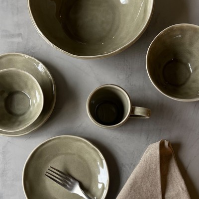 Dutch Rose Φρουτιέρα Λαδί Stoneware Organic 33x10εκ Dutch Rose Φρουτιέρα Λαδί Stoneware Organic 33x10εκ