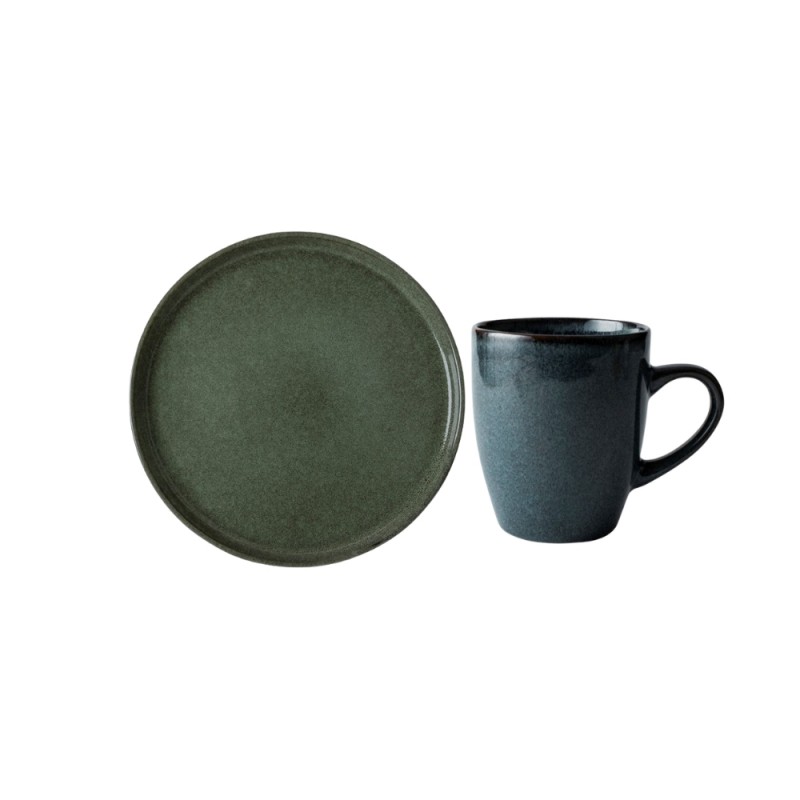 Dutch Rose Σετ Πρωινού 2τμχ Serenity Stoneware Μπλε & Πράσινο Κούπα 35cl Πιάτο 21εκ Dutch Rose Σετ Πρωινού 2τμχ Serenity Stoneware Μπλε & Πράσινο Κούπα 35cl Πιάτο 21εκ