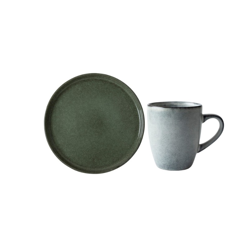 Dutch Rose Σετ Πρωινού 2τμχ Serenity Stoneware Γκρι & Πράσινο Κούπα 35cl Πιάτο 21εκ Dutch Rose Σετ Πρωινού 2τμχ Serenity Stoneware Γκρι & Πράσινο Κούπα 35cl Πιάτο 21εκ