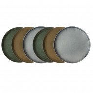 Dutch Rose Σετ Σερβιρίσματος 6τμχ Serenity Stoneware Γκρι Camel Πράσινο 21εκ
