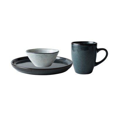 Dutch Rose Σετ Πρωινού 3τμχ Serenity Stoneware Μπλε-Γκρι