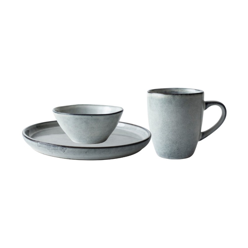 Dutch Rose Σετ Πρωινού 3τμχ Serenity Stoneware Γκρι Dutch Rose Σετ Πρωινού 3τμχ Serenity Stoneware Γκρι