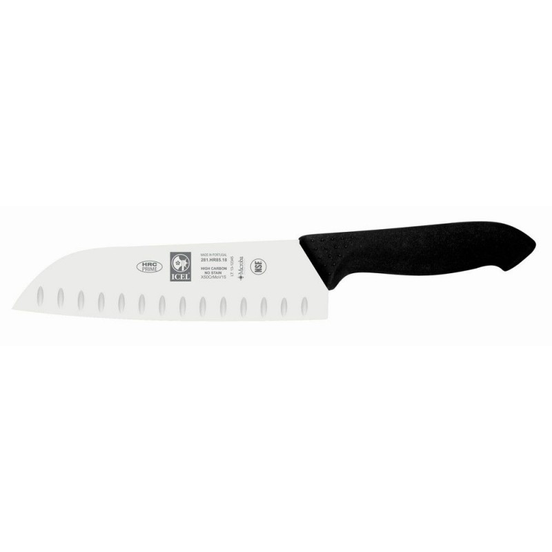 Icel Μαχαίρι Santoku με Αυλάκια Μαύρο Horeca Prime 18εκ 