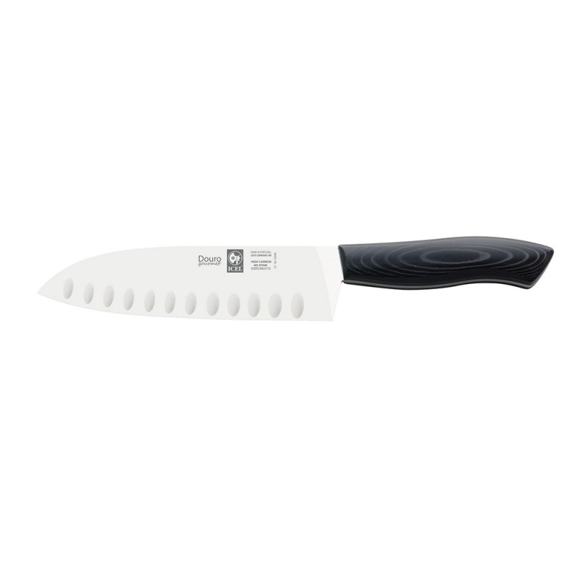 Icel Μαχαίρι Santoku με Αυλάκια και Λαβή Micarta, Duro Gourmet 18εκ 