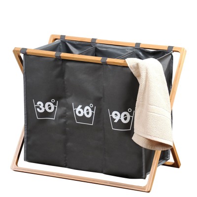 Kesper Καλάθι Απλύτων Υφασμάτινο Γκρι με Βάση Μπαμπού 69x38x57εκ Kesper Καλάθι Απλύτων Υφασμάτινο Γκρι με Βάση Μπαμπού 69x38x57εκ