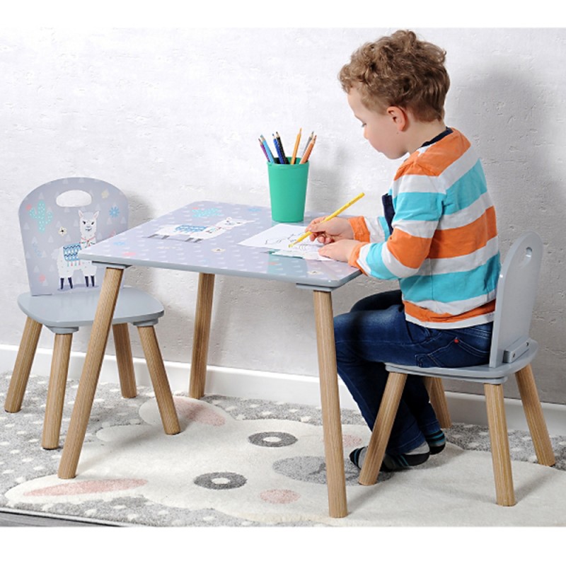 Kesper Τραπέζι Παιδικό Σετ με 2 Καρεκλάκια Ξύλινο Alpaka ,t:55x55x45/ c:27,5x27,5x50,5εκ