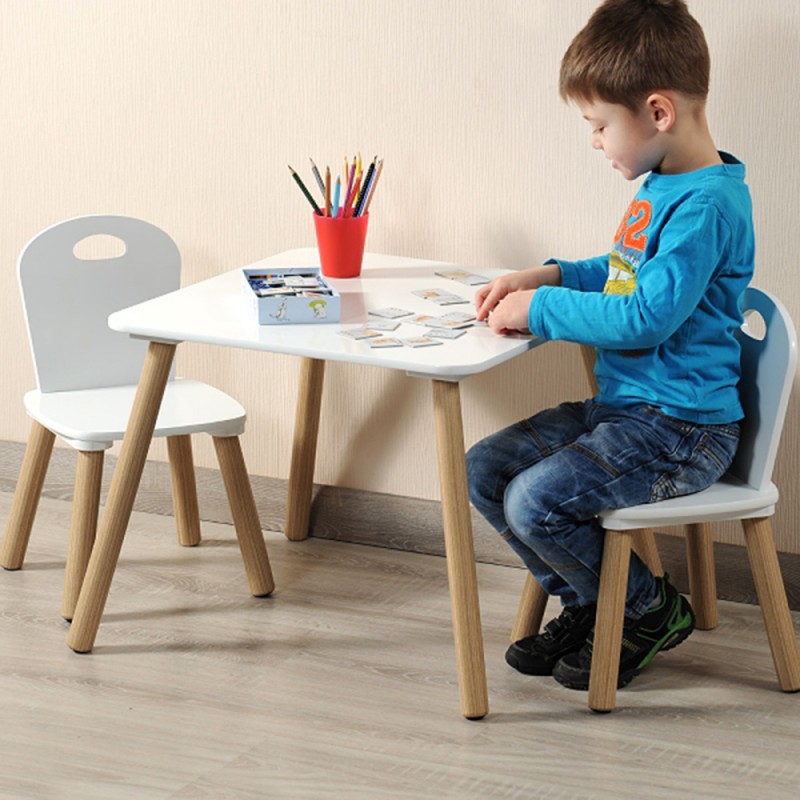 Kesper Τραπέζι Παιδικό  Σετ με 2 Καρεκλάκια Ξύλινο Λευκό ,t:55x55x45/c:27,5x27,5x50,5εκ