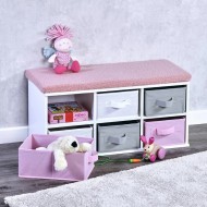 Kesper Ραφιέρα Ξύλινη με Πάγκο και 6 Συρτάρια Αποθήκευσης Λευκό-Ροζ 68x29,5x31εκ Kesper Ραφιέρα Ξύλινη με Πάγκο και 6 Συρτάρια Αποθήκευσης Λευκό-Ροζ 68x29,5x31εκ