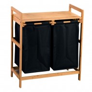 Kesper Καλάθι Απλύτων Διπλό Μπαμπού Υφασμάτινο Μαύρο 64x33x73εκ