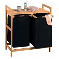 Kesper Καλάθι Απλύτων Διπλό Μπαμπού Υφασμάτινο Μαύρο 64x33x73εκ