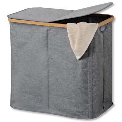 Kesper Καλάθι Απλύτων Υφασμάτινο Γκρι και Μπαμπού 54,5x33x50εκ Kesper Καλάθι Απλύτων Υφασμάτινο Γκρι και Μπαμπού 54,5x33x50εκ