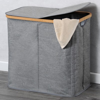 Kesper Καλάθι Απλύτων Υφασμάτινο Γκρι και Μπαμπού 54,5x33x50εκ Kesper Καλάθι Απλύτων Υφασμάτινο Γκρι και Μπαμπού 54,5x33x50εκ