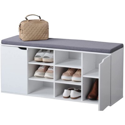 Kesper Παπουτσοθήκη  Ξύλινη με Αποθηκευτικό Χώρους και Κάθισμα Λευκή-Γκρι 103x30,5x48εκ Kesper Παπουτσοθήκη  Ξύλινη με Αποθηκευτικό Χώρους και Κάθισμα Λευκή-Γκρι 103x30,5x48εκ