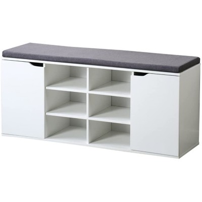 Kesper Παπουτσοθήκη  Ξύλινη με Αποθηκευτικό Χώρους και Κάθισμα Λευκή-Γκρι 103x30,5x48εκ Kesper Παπουτσοθήκη  Ξύλινη με Αποθηκευτικό Χώρους και Κάθισμα Λευκή-Γκρι 103x30,5x48εκ