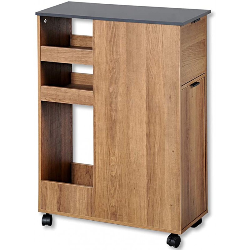 Kesper Τρόλεϊ Κουζίνας με Κάδο Ξύλινο 60x25x86εκ