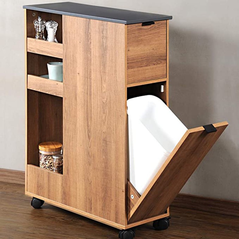 Kesper Τρόλεϊ Κουζίνας με Κάδο Ξύλινο 60x25x86εκ Kesper Τρόλεϊ Κουζίνας με Κάδο Ξύλινο 60x25x86εκ