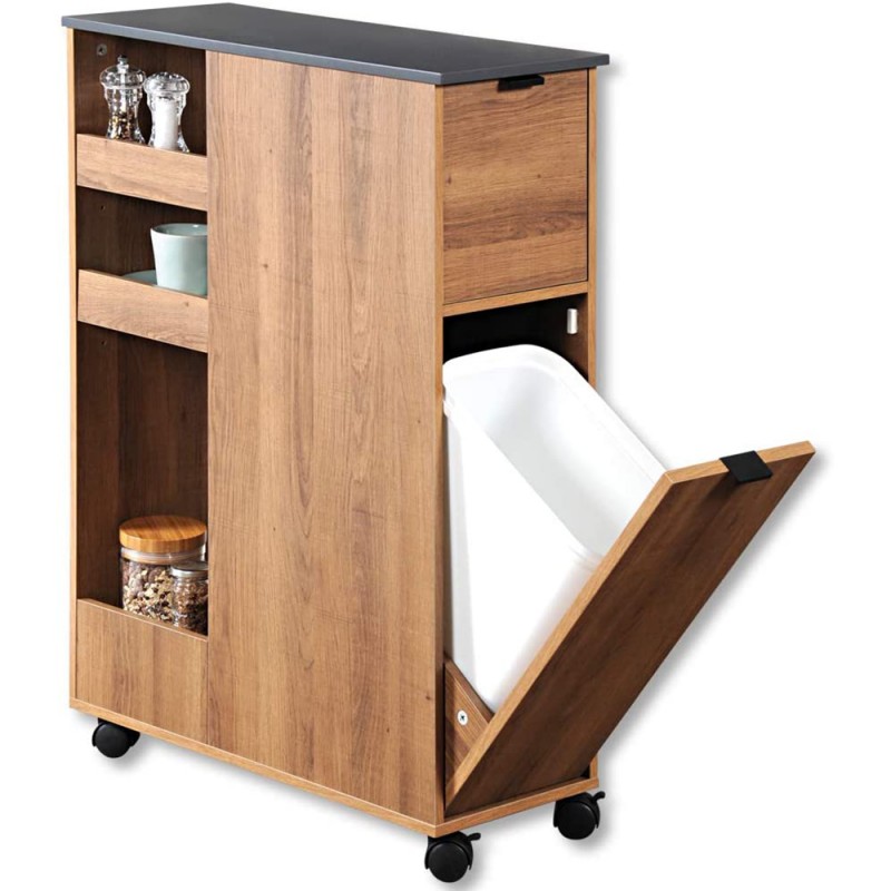 Kesper Τρόλεϊ Κουζίνας με Κάδο Ξύλινο 60x25x86εκ Kesper Τρόλεϊ Κουζίνας με Κάδο Ξύλινο 60x25x86εκ