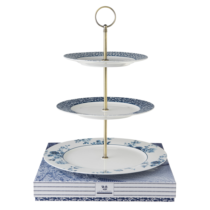 Laura Ashley Εταζέρα-Cake Stand Τριώροφη Πορσελάνης Blueprint