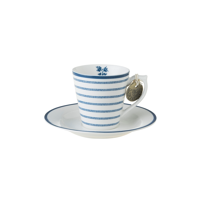 Laura Ashley Φλυτζάνι Espresso Πορσελάνης Candy Stripe,Blueprint 9cl