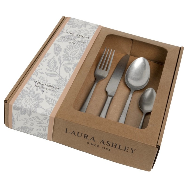Laura Ashley Μαχαιροπήρουνα Ματ Σετ 24τμχ ,Ανοξείδωτο Ατσάλι 18/10 Laura Ashley Μαχαιροπήρουνα Ματ Σετ 24τμχ ,Ανοξείδωτο Ατσάλι 18/10