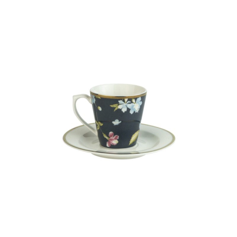 Laura Ashley Φλυτζανάκι με Πιατάκι για Espresso Πορσελάνης Midnight Uni,Heritage 9cl 