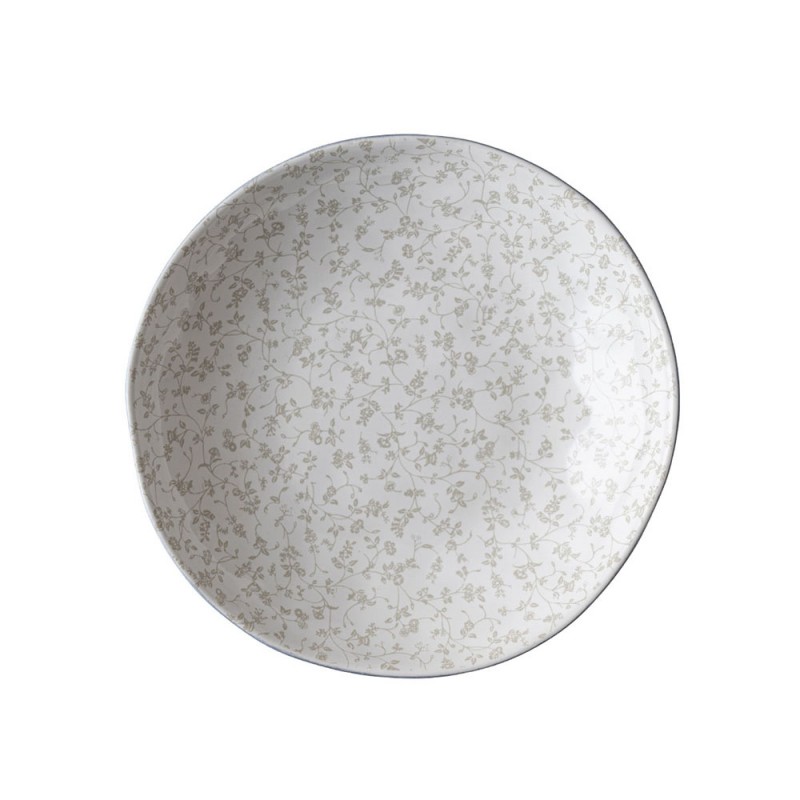 Laura Ashley Πιάτο Βαθύ Λευκό Με Λουλούδι Γκρι Stoneware Artisan 22εκ