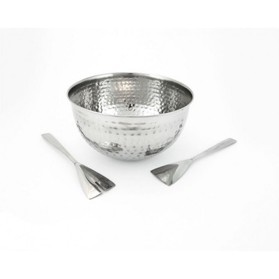 Melia Σαλατιέρα Σετ 3τμχ Ανοξείδωτο Ατσάλι Σφυρήλατη με Κουτάλες Σερβιρίσματος 25x14εκ  Melia Σαλατιέρα Σετ 3τμχ Ανοξείδωτο Ατσάλι Σφυρήλατη με Κουτάλες Σερβιρίσματος 25x14εκ