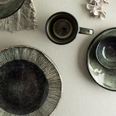 Dutch Rose Organic Σετ Σερβίτσιο 18τμχ  Stoneware Πράσινο Dutch Rose Organic Σετ Σερβίτσιο 18τμχ  Stoneware Πράσινο