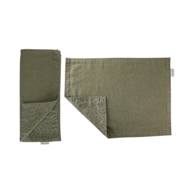 Laura Ashley Σετ Runner & Σουπλά Υφασμάτινα Διπλής Όψης 5τμχ Πράσινο Wild Clematis