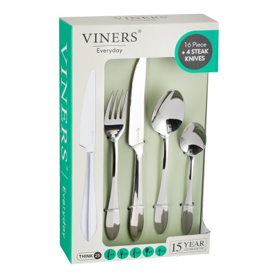 Viners Μαχαιροπήρουνα Σετ 16+4τμχ Μαχαίρια για Κρέας ,Ανοξείδωτο Ατσάλι Everyday Breeze Viners Μαχαιροπήρουνα Σετ 16+4τμχ Μαχαίρια για Κρέας ,Ανοξείδωτο Ατσάλι Everyday Breeze