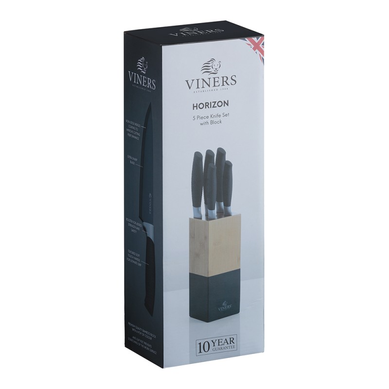 Viners Μαχαίρια με Βάση Μπαμπού Γκρι-Φυσικό Σετ 6τμχ 36x12.5εκ