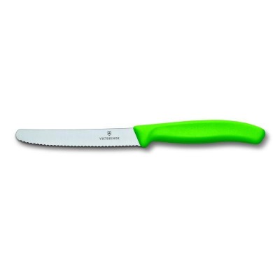 Victorinox Μαχαίρι Γενικής Χρήσης Στρογγυλό Οδοντωτό Πράσινο 11εκ Victorinox Μαχαίρι Γενικής Χρήσης Στρογγυλό Οδοντωτό Πράσινο 11εκ