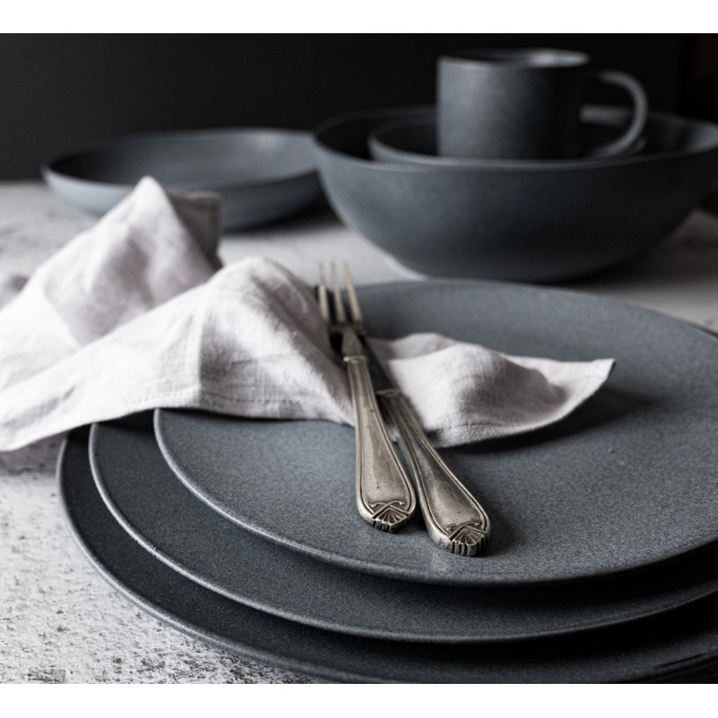 Dutch Rose Πιάτο Ρηχό Stoneware Μαύρο Ματ, Black Velvet 27εκ 