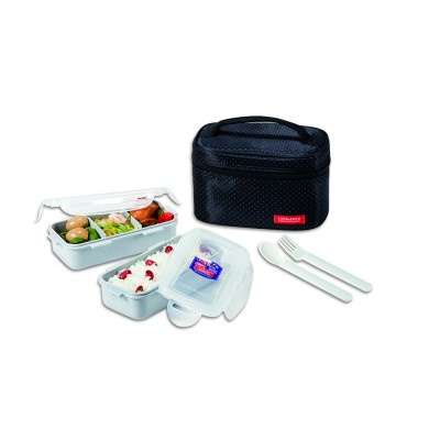 Ghidini Ισοθερμική Τσάντα με Φαγητοδοχεία και Μαχαίρι Κουτάλι Σετ 5 τμχ Μαύρο 11x10x18,6εκ Ghidini Ισοθερμική Τσάντα με Φαγητοδοχεία και Μαχαίρι Κουτάλι Σετ 5 τμχ Μαύρο 11x10x18,6εκ