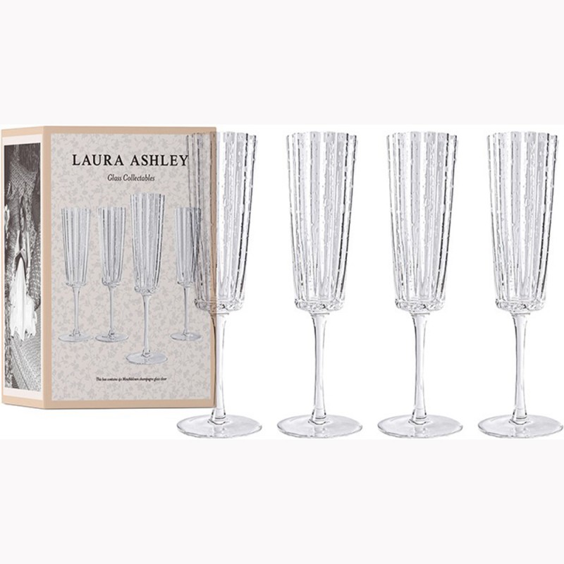 Laura Ashley Ποτήρι Σαμπάνιας Γυάλινο Φυσητό Σετ 4τμχ Glass 21cl