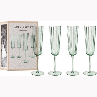 Laura Ashley Ποτήρι Σαμπάνιας Γυάλινο Φυσητό Σετ 4τμχ Πράσινο Glass 21cl Laura Ashley Ποτήρι Σαμπάνιας Γυάλινο Φυσητό Σετ 4τμχ Πράσινο Glass 21cl