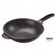 Risoli Wok Τηγάνι Αντικολλητικό Χυτού Αλουμινίου Granito 30εκ Risoli Wok Τηγάνι Αντικολλητικό Χυτού Αλουμινίου Granito 30εκ