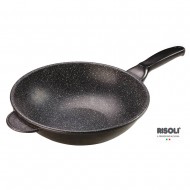 Risoli Wok Τηγάνι Αντικολλητικό Χυτού Αλουμινίου Granito 28εκ Risoli Wok Τηγάνι Αντικολλητικό Χυτού Αλουμινίου Granito 28εκ