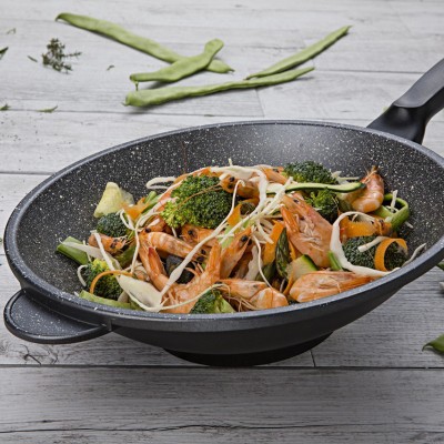 Risoli Wok Τηγάνι Αντικολλητικό Χυτού Αλουμινίου Granito 30εκ Risoli Wok Τηγάνι Αντικολλητικό Χυτού Αλουμινίου Granito 30εκ