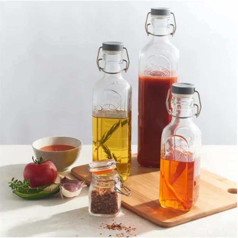 Kilner Μπουκάλι Γυάλινο Τετράγωνο με Κλιπ με  0,3L/ 6x6x20εκ