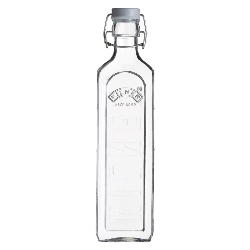 Kilner Μπουκάλι Γυάλινο Τετράγωνο με Κλιπ με  1L/ 7,5x7,5x30,6εκ