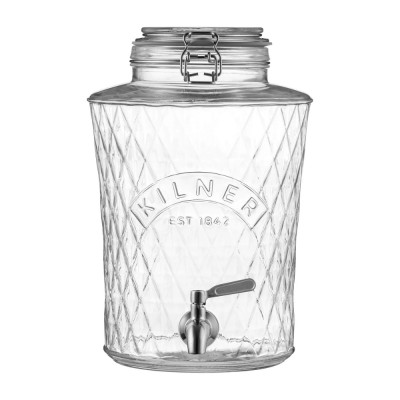 Kilner Δοχείο Αποθήκευσης Γυάλινο με Βρυσάκι και Καπάκι με Κλιπ Diamond 5L, 25,8x20,2x29,2εκ