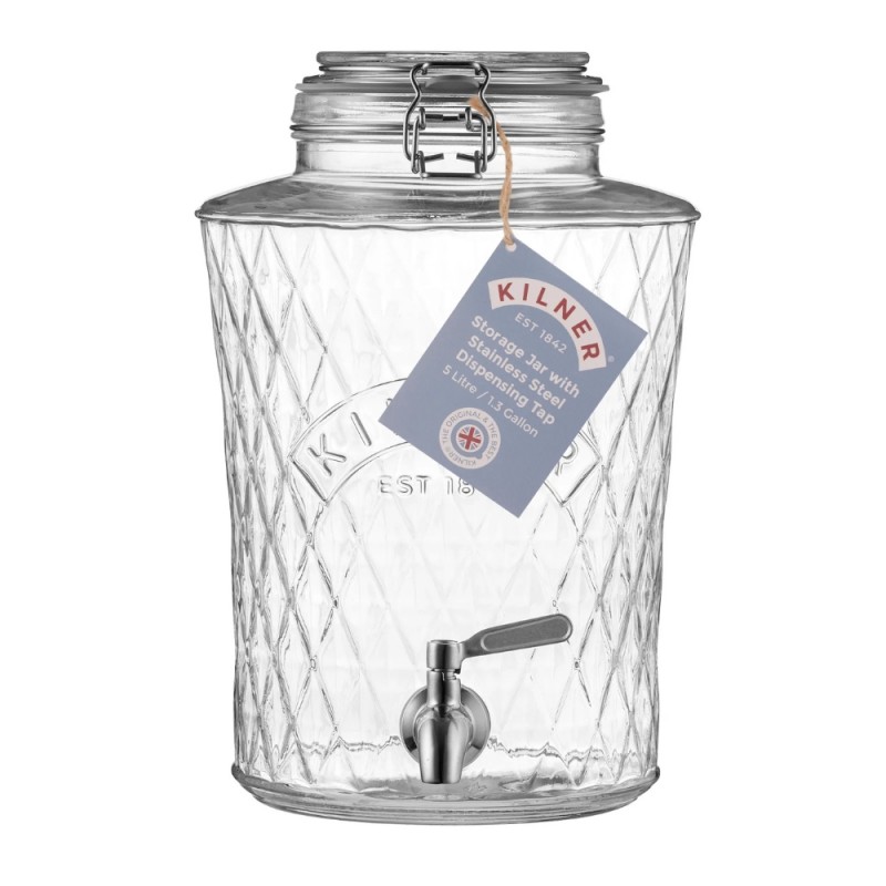 Kilner Δοχείο Αποθήκευσης Γυάλινο με Βρυσάκι και Καπάκι με Κλιπ Diamond 5L, 25,8x20,2x29,2εκ Kilner Δοχείο Αποθήκευσης Γυάλινο με Βρυσάκι και Καπάκι με Κλιπ Diamond 5L, 25,8x20,2x29,2εκ