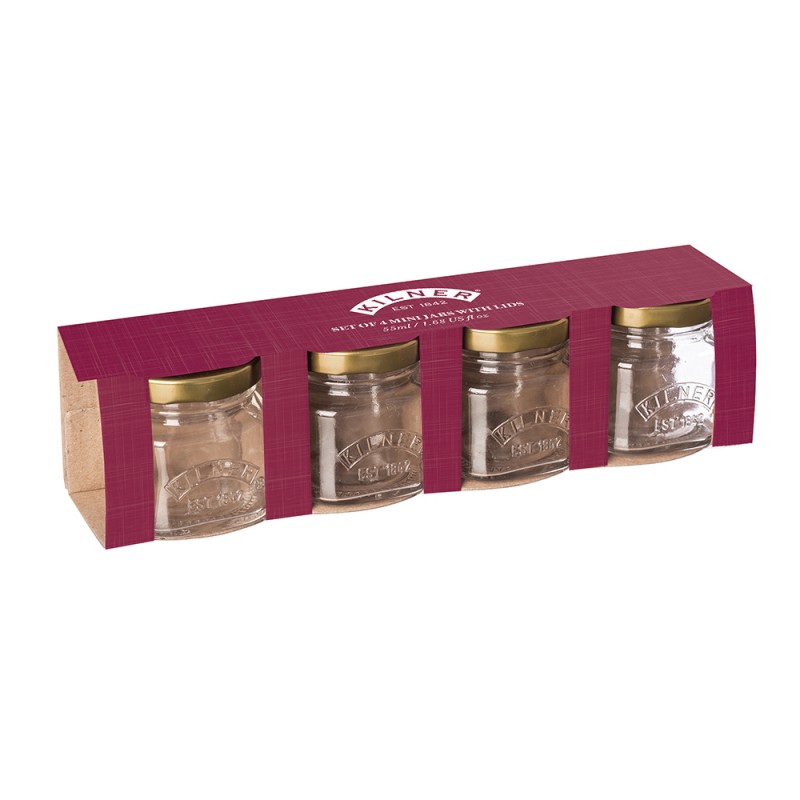 Kilner Βάζα Αποθήκευσης Mini Γυάλινα  Σετ 4τμχ 55ml/5x6εκ