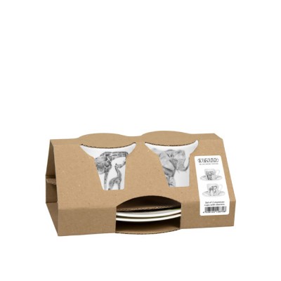 Konitz Σετ 2 Φλυτζάνια Espresso Πορσελάνης, Amazing Animals «Giraffes & Elephants» by Vanessa Kahl  85ml